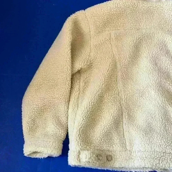 Popsugar Sherpa trucker jacket coat size Large tan beige - Picture 7 of 10